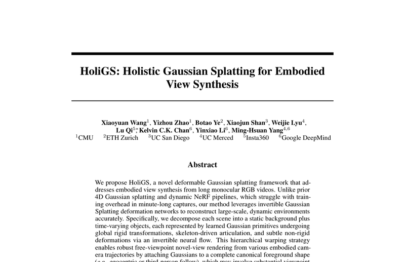 HoliGS: Holistic Gaussian Splatting for Embodied View Synthesis teaser