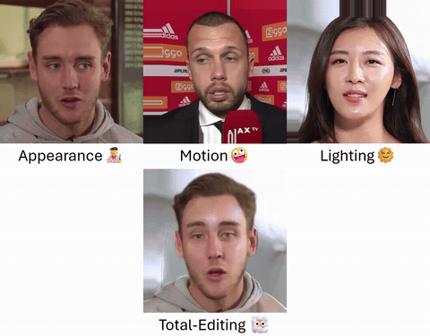 Total-Editing: Head Avatar with Editable Appearance, Motion, and Lighting teaser